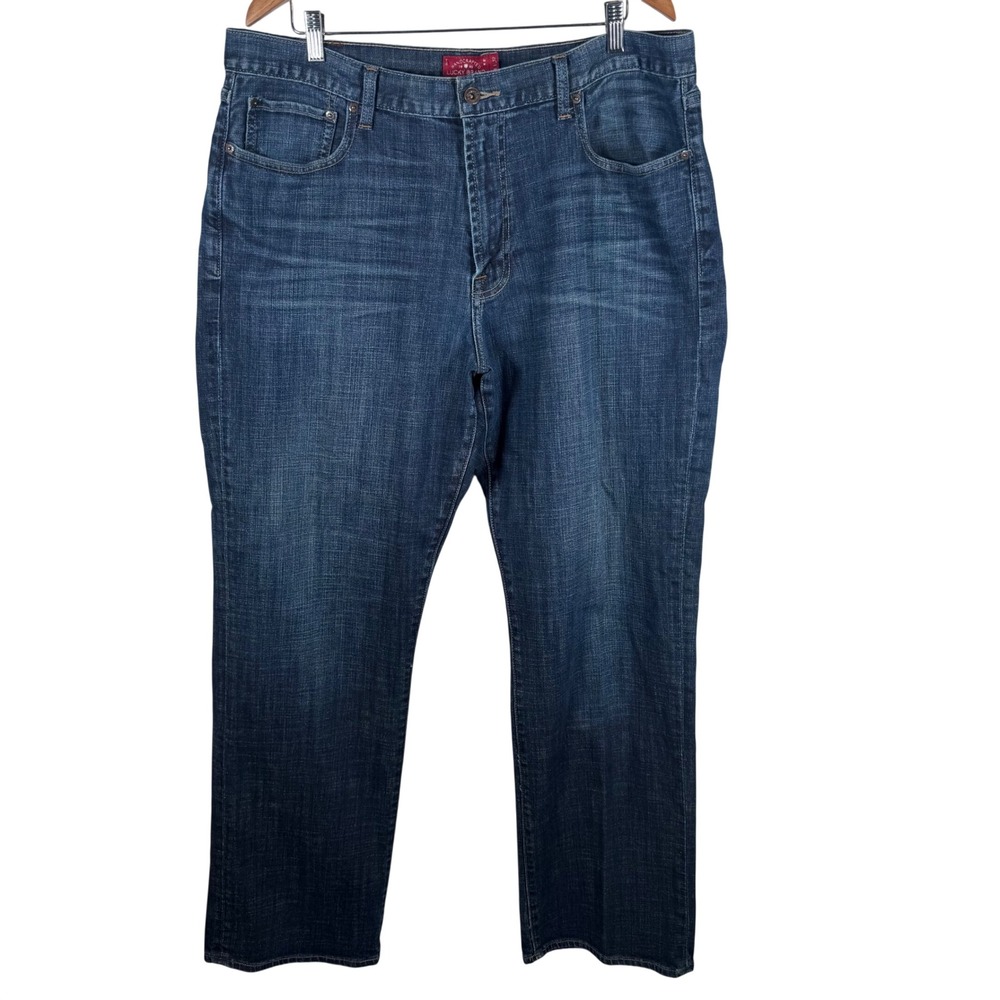 Lucky Brand Mens 181 Relaxed‎ Straight Jeans 38x32 Dark Wash Blue Classic Denim